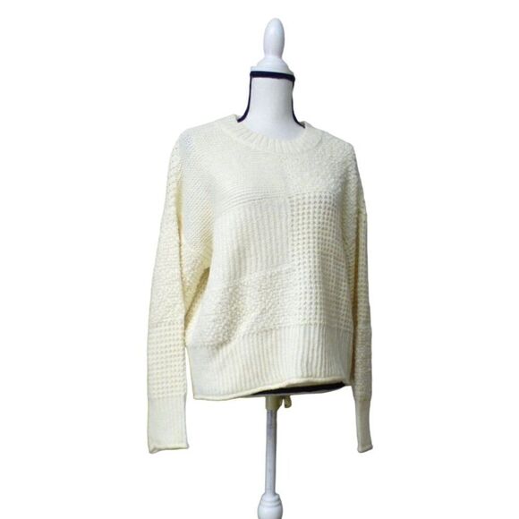 a.n.a Petite Women’s Textured Stitch Crew Neck Sweater, PL, Ivory - Picture 2 of 15